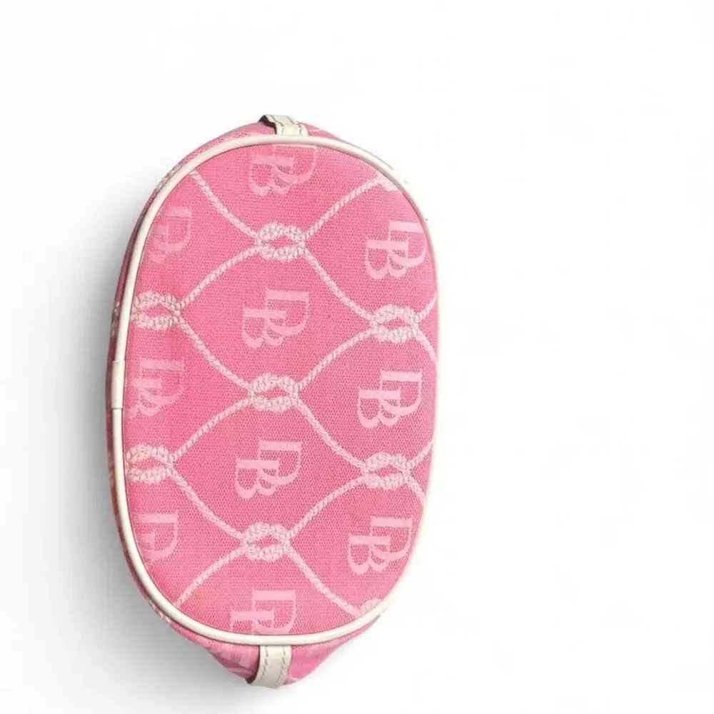 Dooney & Bourke Pink Logo Jacquard Shoulder Bag with Cream Trim